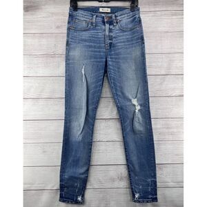 Madewell High Rise Skinny Jeans Size 27 Light Wash Distressed Ankle Denim‎ Pants